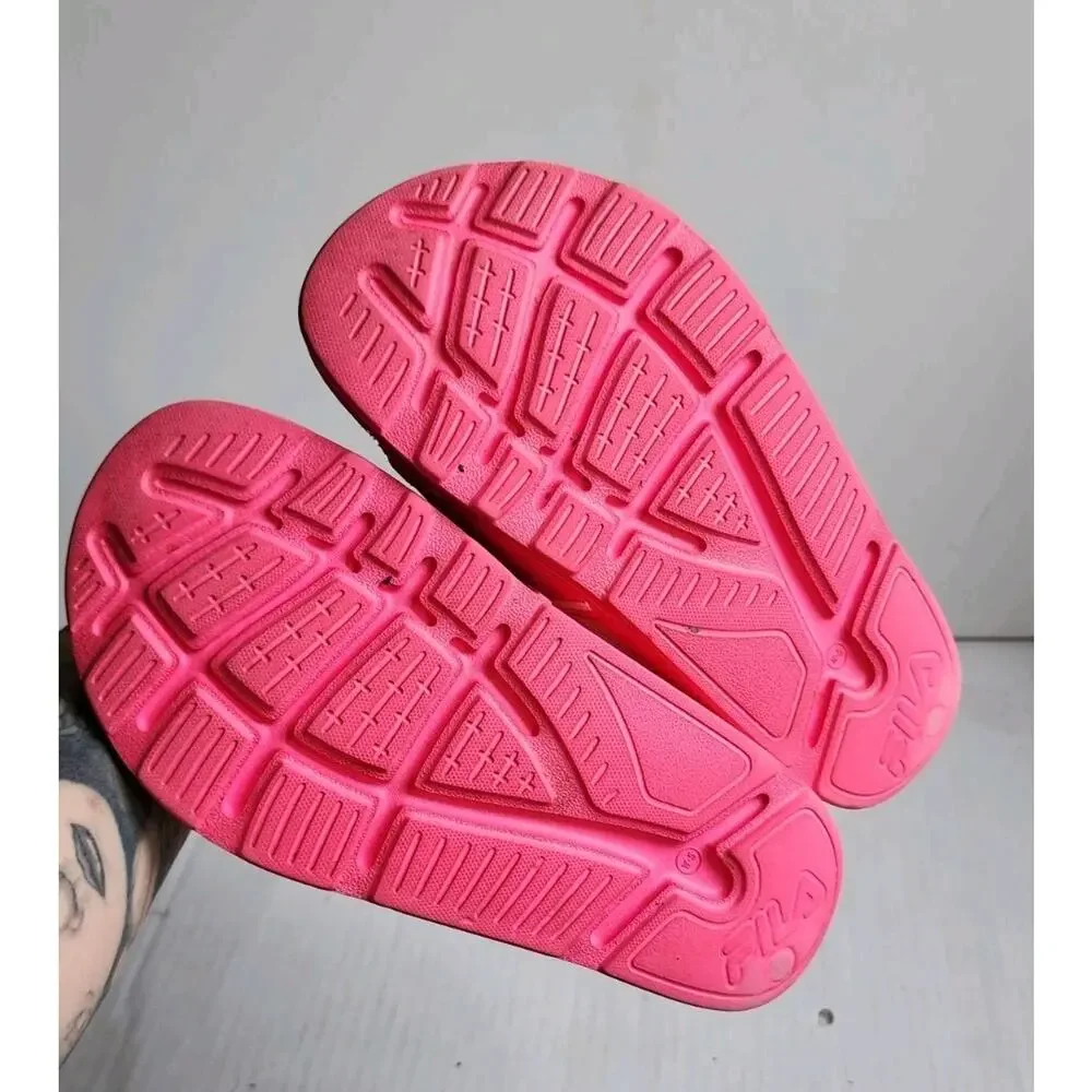 FILA Slides Sandals Shoes Size W 5 Beach Shower Pink/White Slip On Lounge Wear